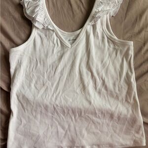 Old Navy White Ruffled Tank Top